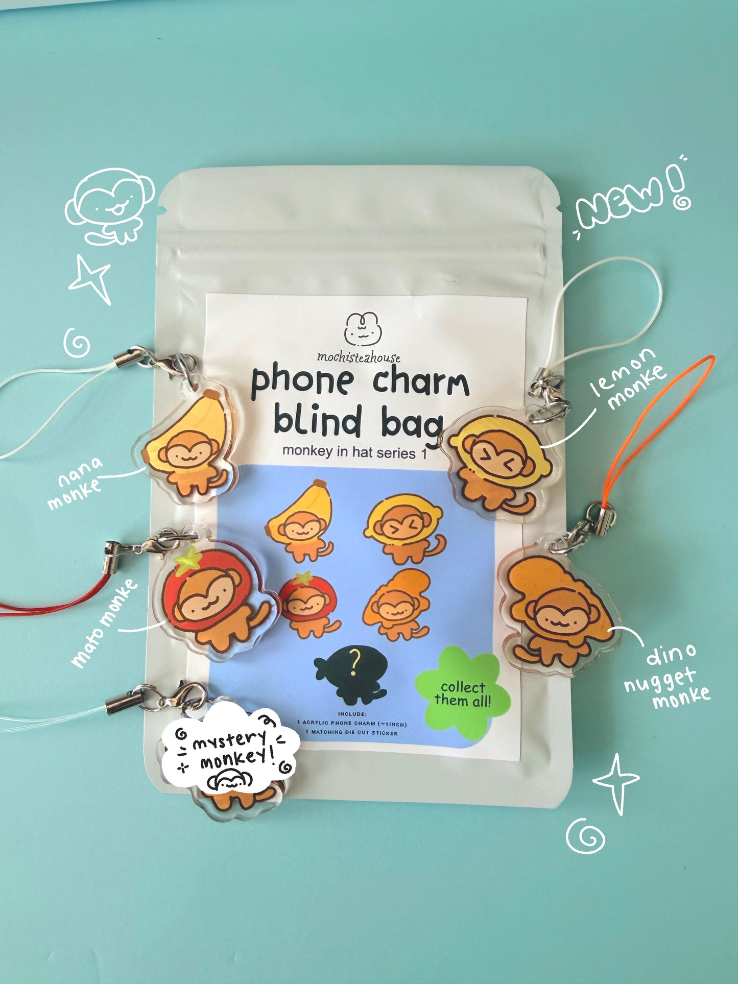 monkey in hat phone charm blind bag