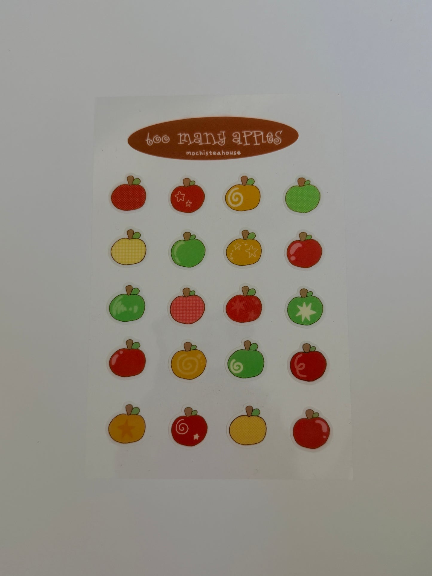 too many apples sticker sheet