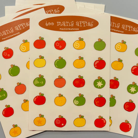 too many apples sticker sheet