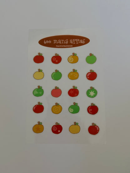 too many apples sticker sheet