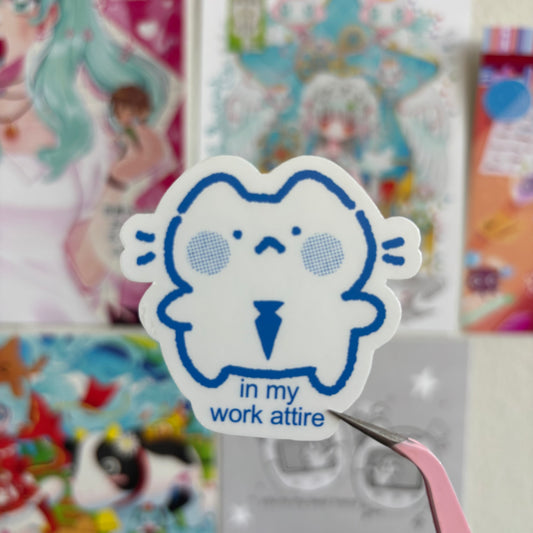 silly cat work attire sticker