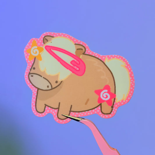 horsey with hair clip sticker